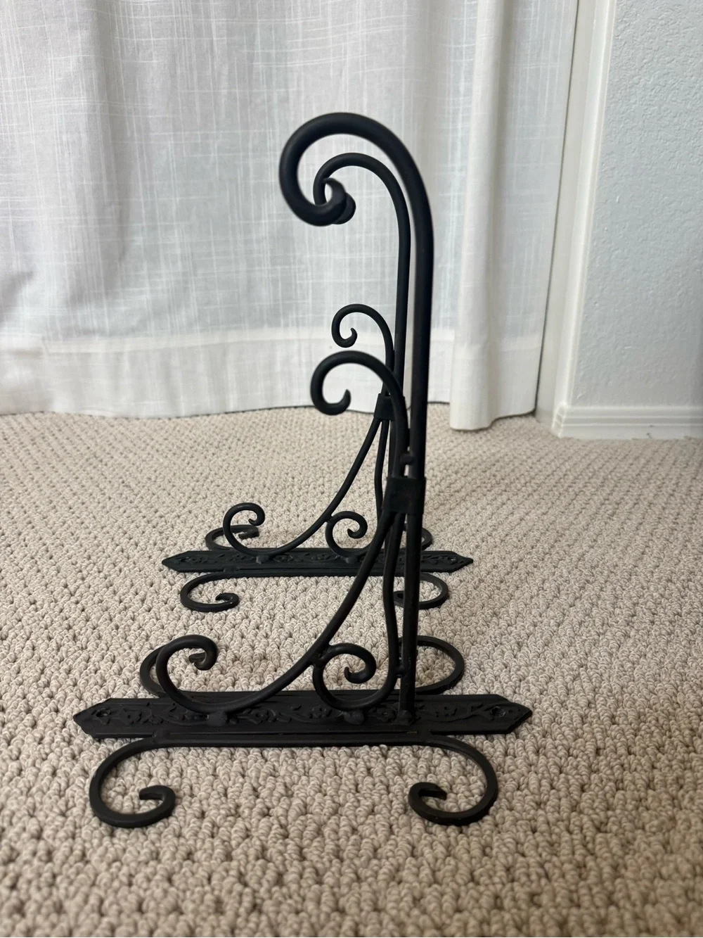 Decorative Black Wrought Iron Wall Hook Pair